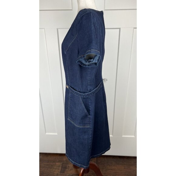 Vintage Liz Claiborne Denim Sheath Dress Size 16 Pockets Classic Minimalist - Picture 7 of 9